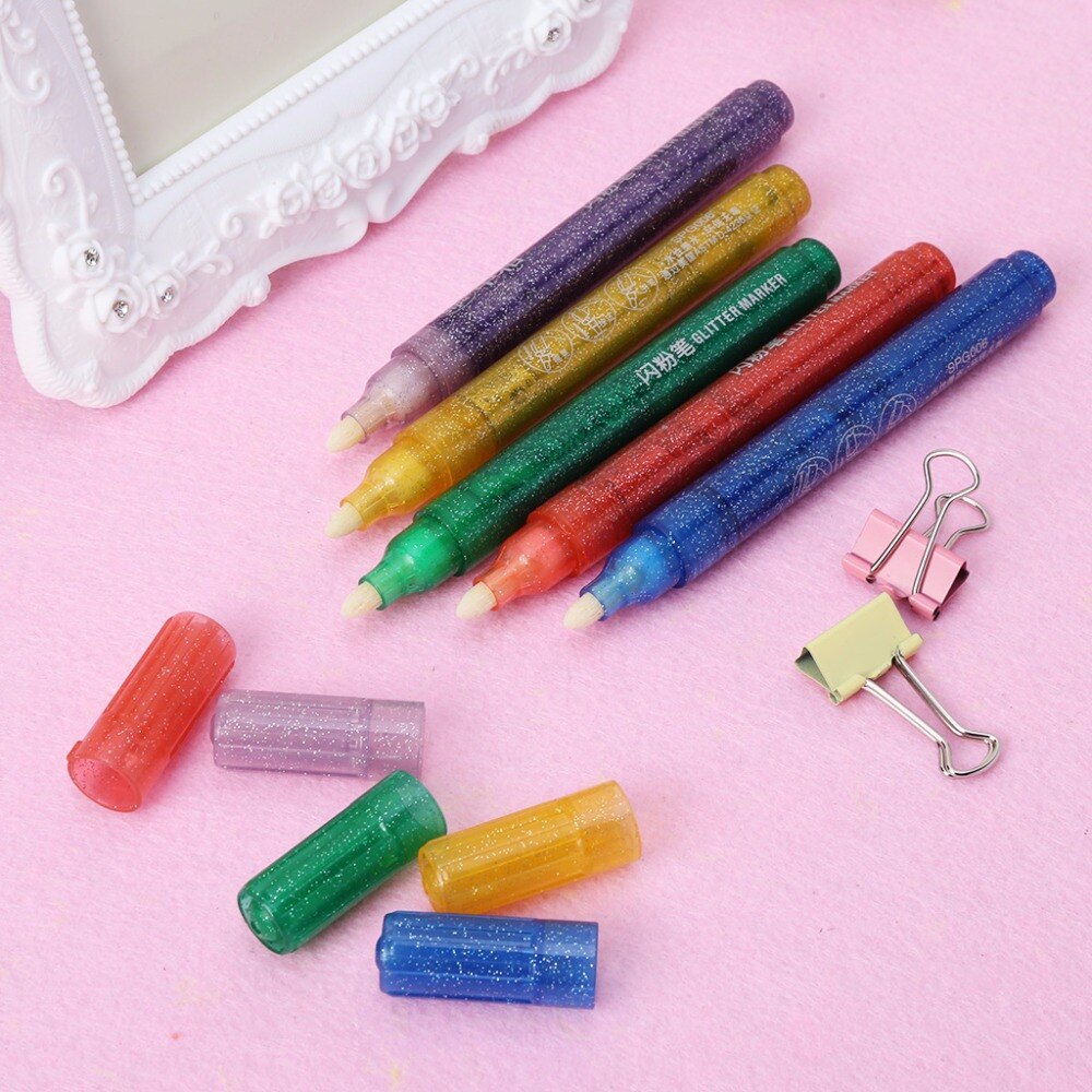 Rotuladores mágicos de purpurina, colores brillantes para bolígrafos de dibujo, pintura, Papelería, Material Escolar, C26, 5 uds.