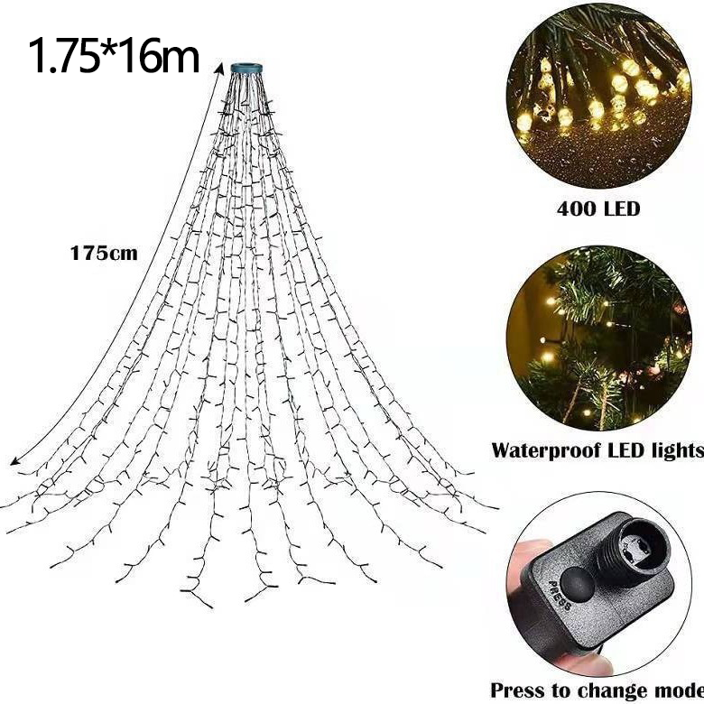 400 LED-kerstboomverlichting Kerstverlichting voor binnen- en buitendecoratie Buitenwatervalverlichting Kerstdecoratie: Paars