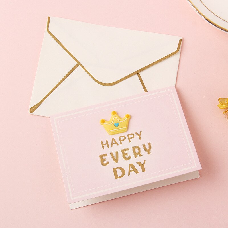 Set (1 Card + 1 Envelope）Wishes Greeting Birthday Post Card Thanks Envelopes Cards: Red