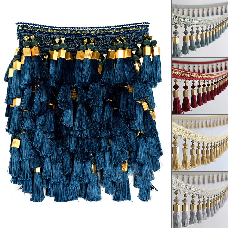 3M Kwastje Kralen Fringe Rand Gordijn Accessoires Trim Kant Boho Bekleding DIY Party Opknoping Ring Koorden Ambachten Naaien Decor