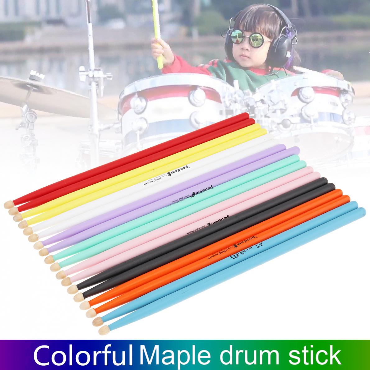 Drumsticks 1 Pair Colorful Maple Wood Drum Sticks 7A Music Band Drumsticks Percussion Instruments Musical Sticks