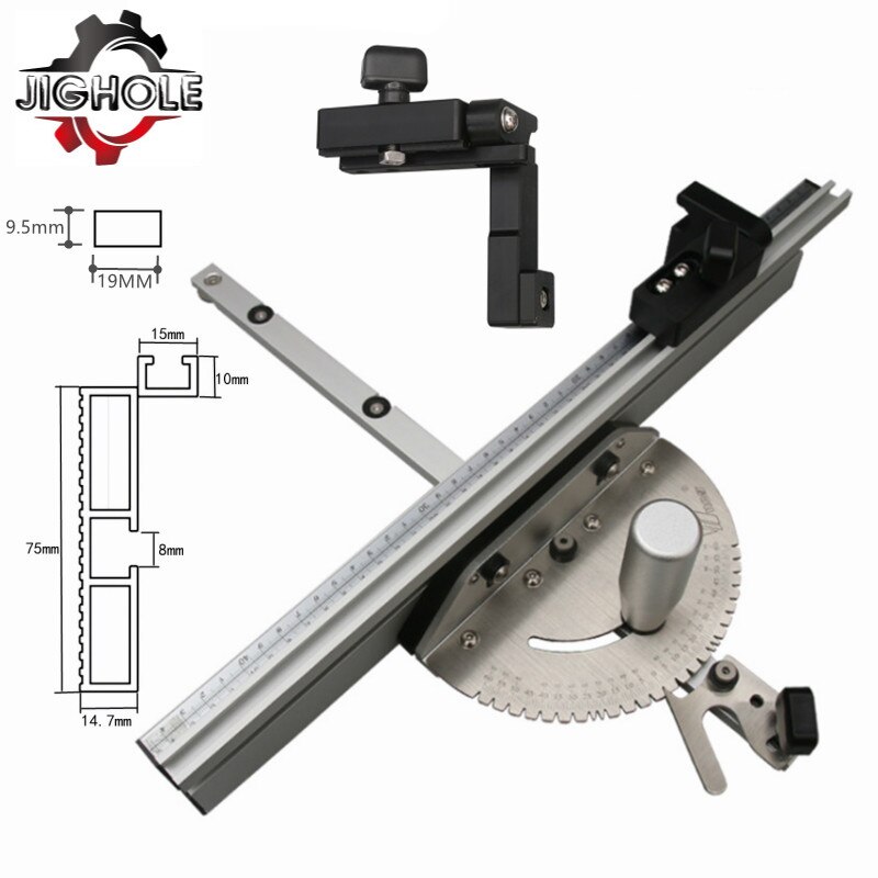 Track Saw Miter Gauge with Aluminum Miter Fence and Stopper System with 60 Degree Angled Ends for A Repetitive Cut Flip Stop