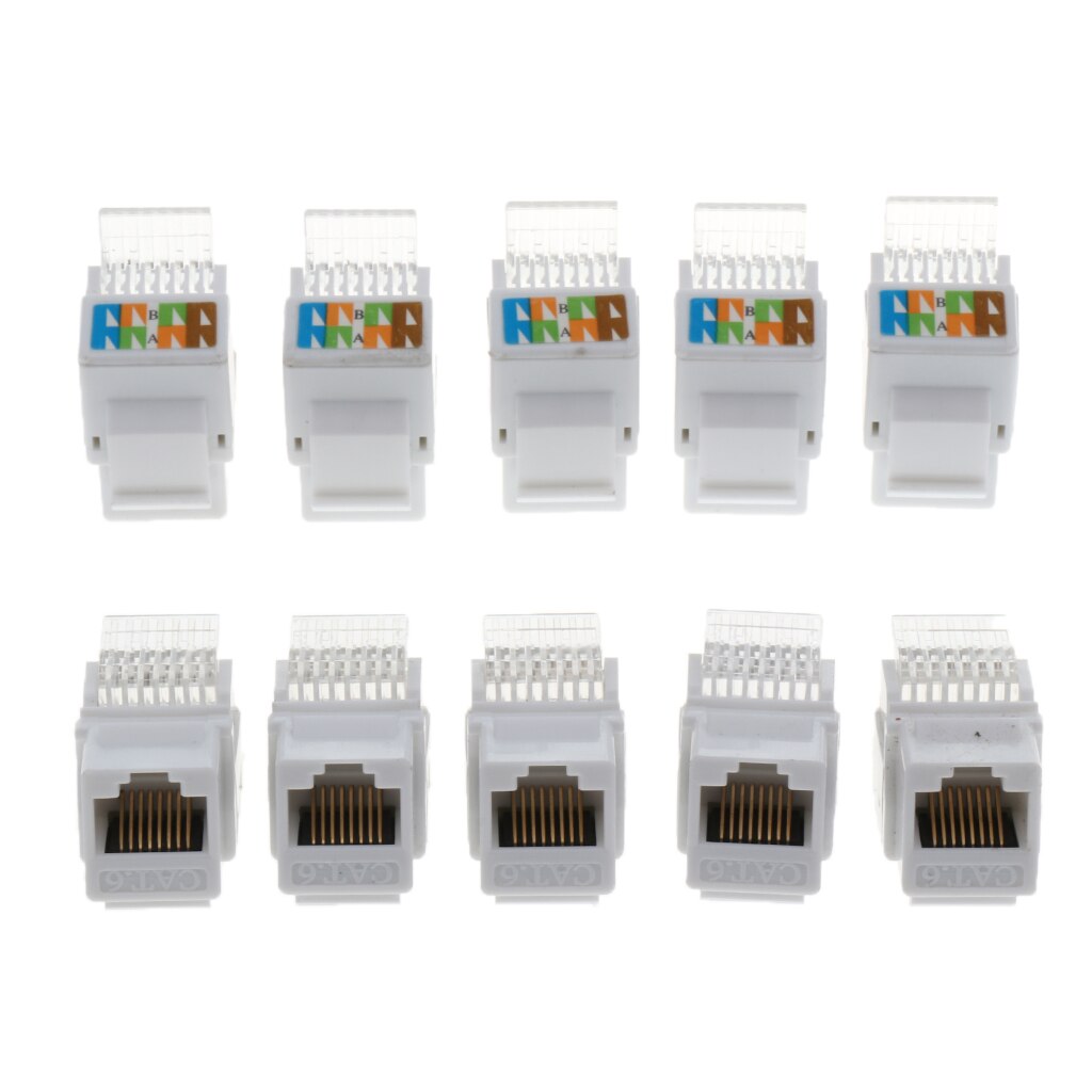 10x Keystone Jack Wall End Plug Cat6 Ethernet Network Module Adapter