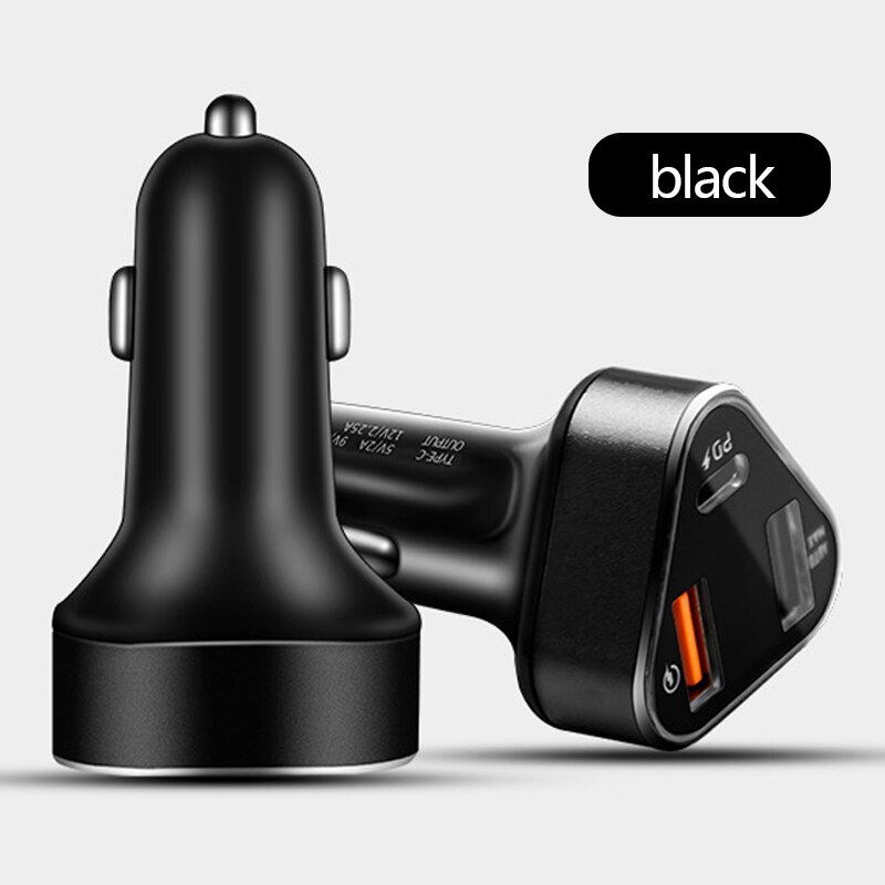 Pd/QC3.0/BC1.2 Sigarettenaansteker 12V Auto Socket Snel Opladen Splitter Aansteker Oplader Voor Apple/samsung/Huawei/Xiaomi: 1x Car Charge Black