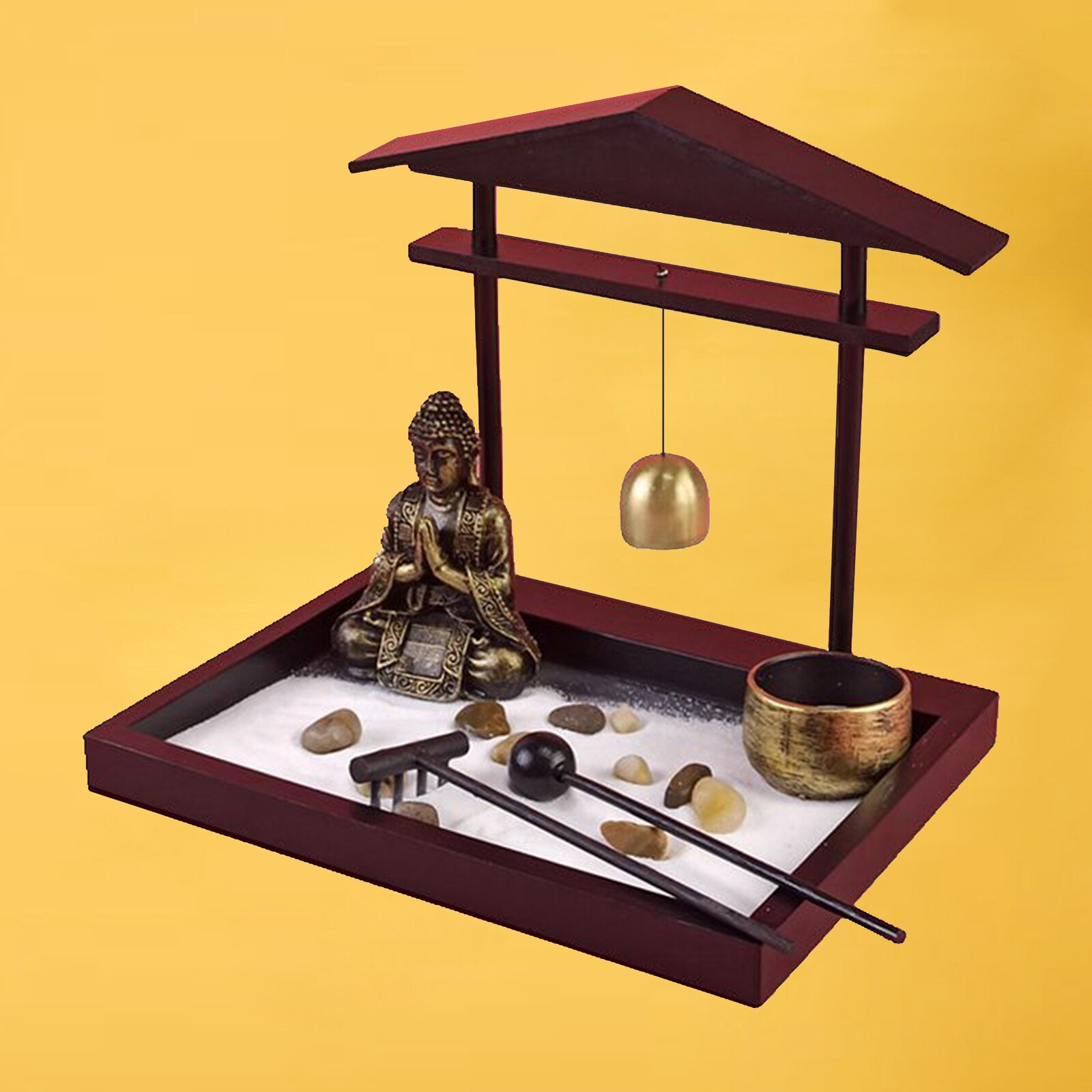 Tabletop Meditation Zen Garden Kit Rock Sand Relaxation Garden Desktop Decor for Friends