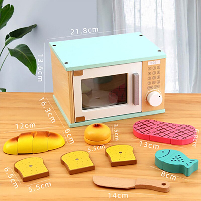 Kids Wooden Pretend Play Sets Pretend Toasters Bread Maker coffee machine game children's toy mixer Kitchen Educational toy: Oven