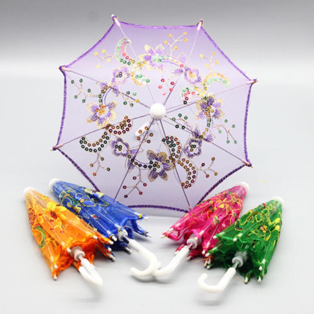 1 stk farve tilfældig mini børneparaply børn danser rekvisitter håndværk broderi paraply scene performance paraply