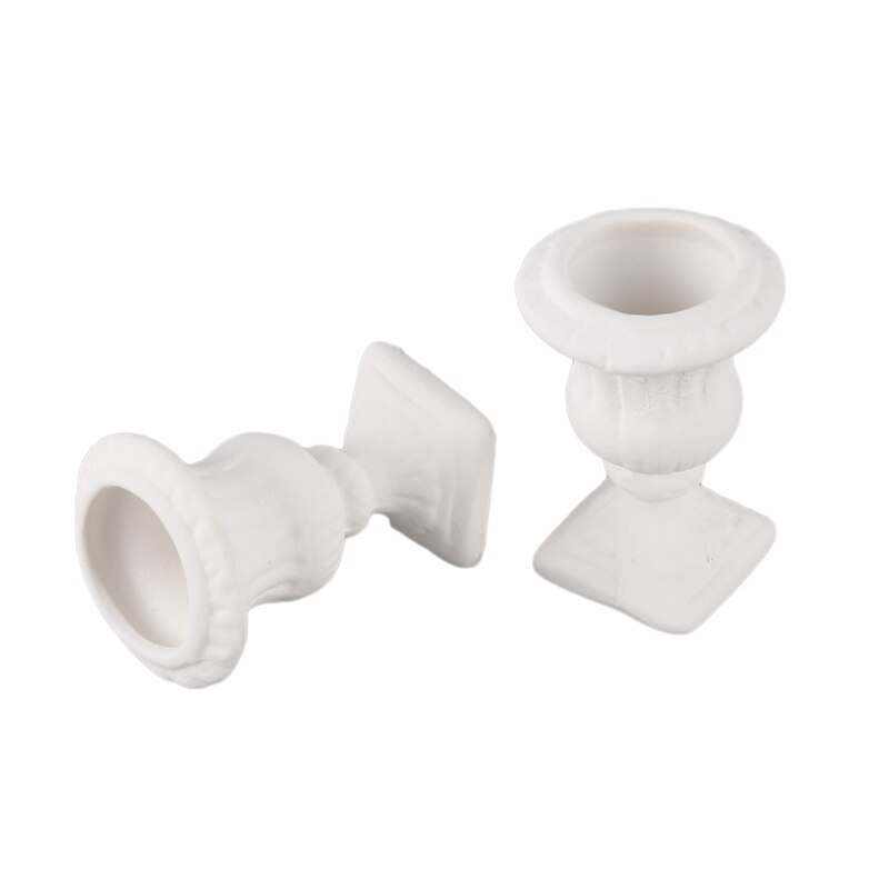 Dollhouse Miniature A Pair of Birdbath Garden Outdoor Center Made of White pottery: Default Title