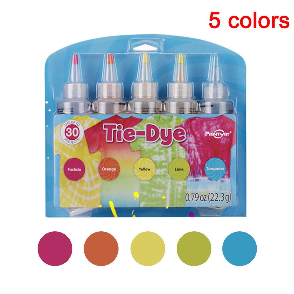 18pcs Tie Dye Kit Non Toxic DIY Clothing Graffiti Fabric One Step Textile Paints: C 5 colors