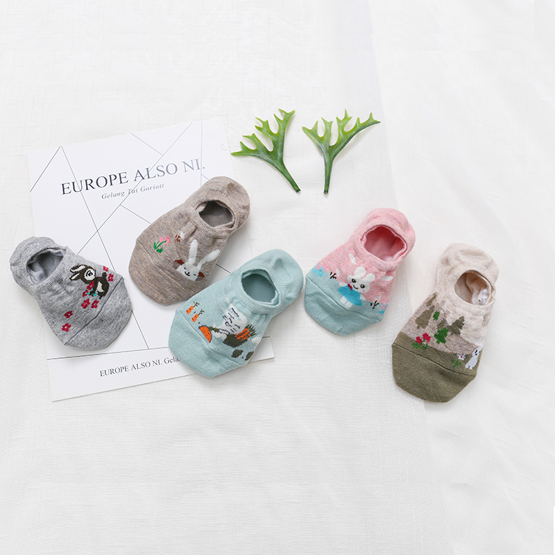 10 Stuk = 5 Paren/partij Leuke Dieren Low Cut Enkel Korte Sox Lente Koreaanse Stijl Grappige Kat Hond Panda Vrouwen sokken Set Gelukkig Size34-3: Sky Blue