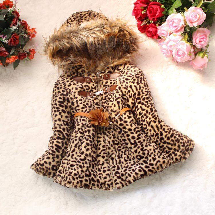 Faux leopard fur coat thick grass girls children cotton coat Korean children