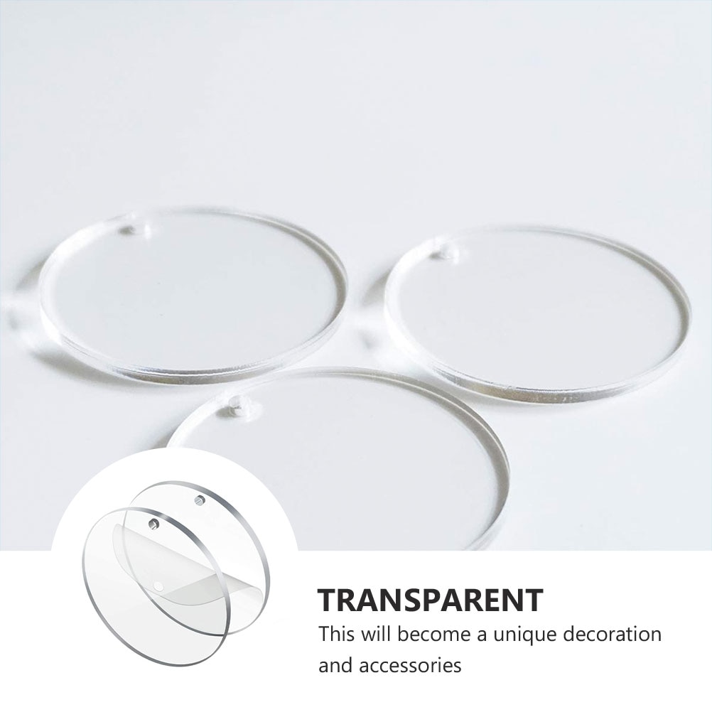 96 stk akryl gennemsigtig cirkelskiver sæt nøgleringe klare runde akryl nøglering tomme nøglering til diy (gennemsigtig)