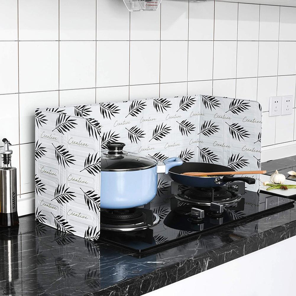 Aluminum Foldable Kitchen Gas Stove Baffle Plate Oil Splash Scald Proof Board Kitchen Gas Stove Oil Removal Cooking Guard