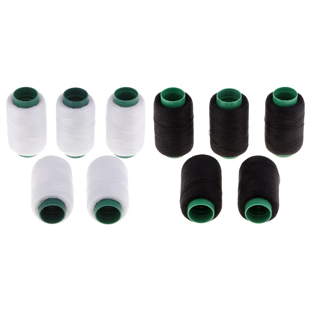 Carretes de costura a mano, hilo de punto de cruz, blanco y negro, 10 unidades