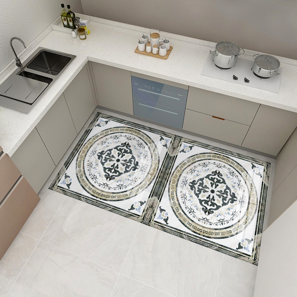 Mosaicos adhesivos de estilo europeo, pegatinas de mármol de simulación, pegatinas para el suelo, pasillo, porche, piso, decoración de azulejos para el hogar sti