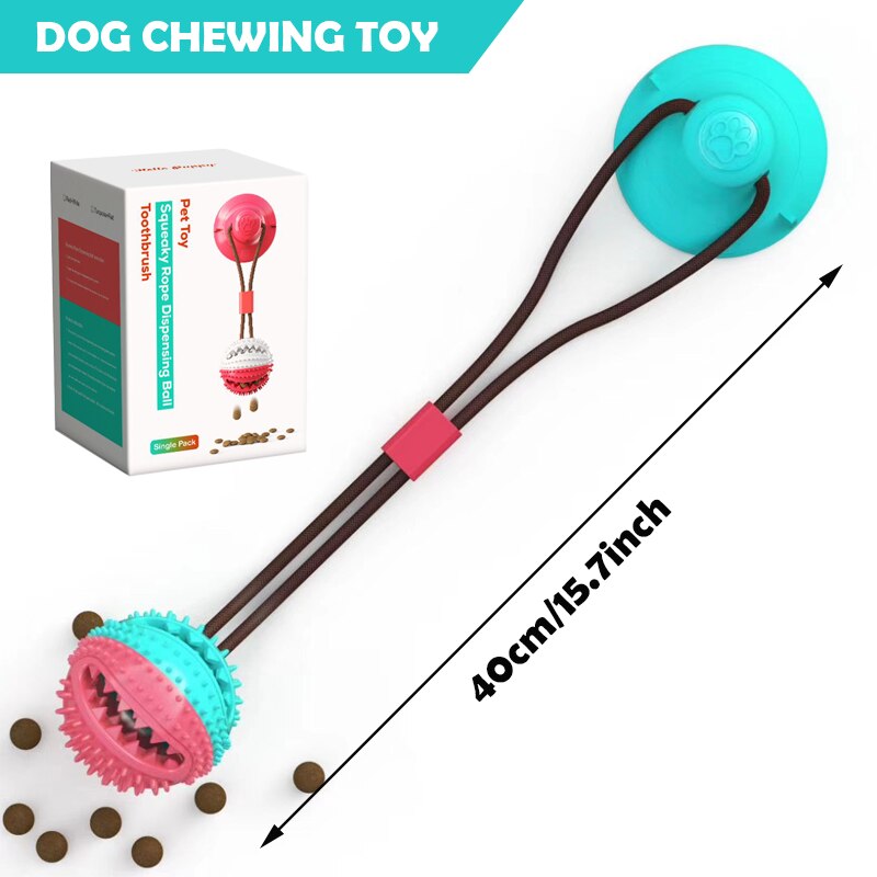 Pet Dog Toys Silicon Suction Cup Tug dog toy Dogs Push Ball Toy Pet Tooth Cleaning Dog Toothbrush for Puppy large Dog Biting Toy: A with box
