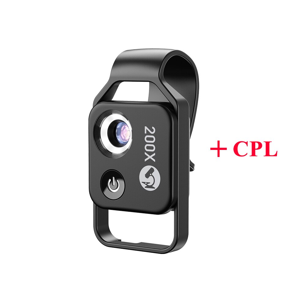 200X praktisch Mikroskop Mit CPL Handy, Mobiltelefon LED-Licht Mikro Makro Linsen Zoomen Vergrößerung Universelle Elektronische Mikroskop Len: schwarz mit CPL