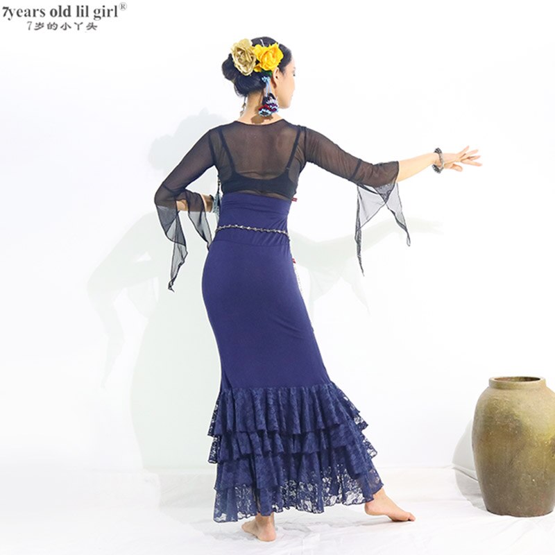 Robe de danse espagnole, tenue de pratique de Flamenco, multicouches, ENN01