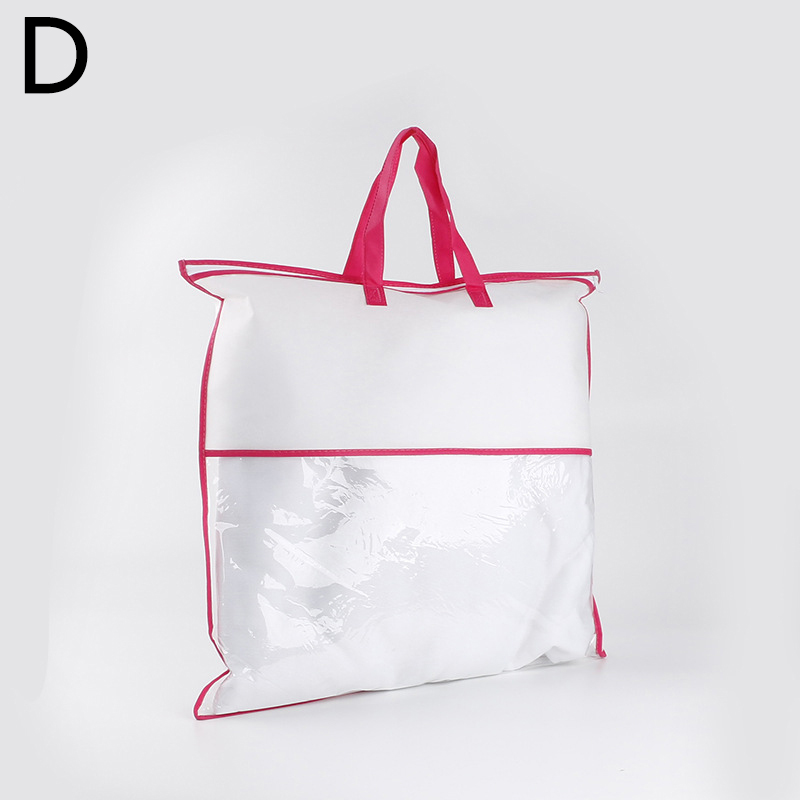 1PC Non-woven Tote Bag Home Textile Zipper Dust-proof Packaging Bag Quilt Pillow Clothes Storage PVC Transparent Bag: XL / Blue