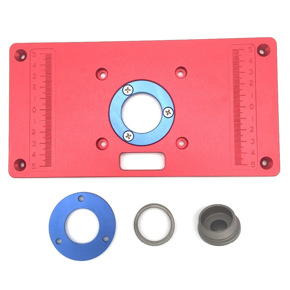 Aluminum Router Table Insert Plate with 2Pcs Insert Ring for Woodworking Bench Tools Wood Router Table