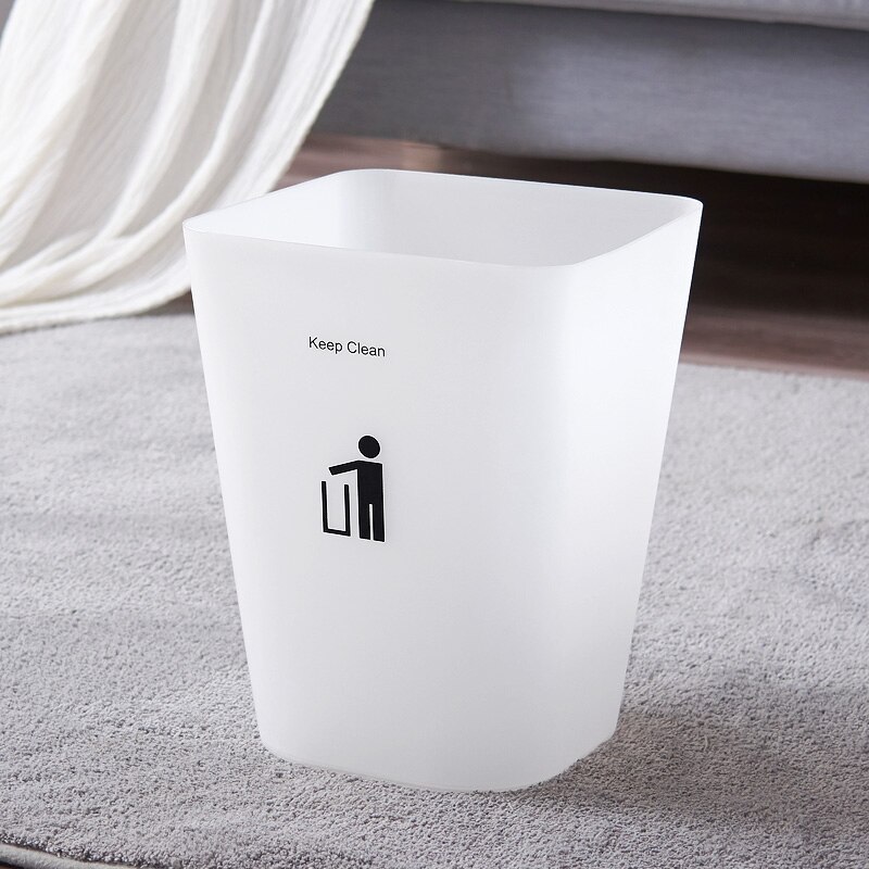 Plastic Square Trash Bucket Bin Office Bathroom Kitchen Trash Can