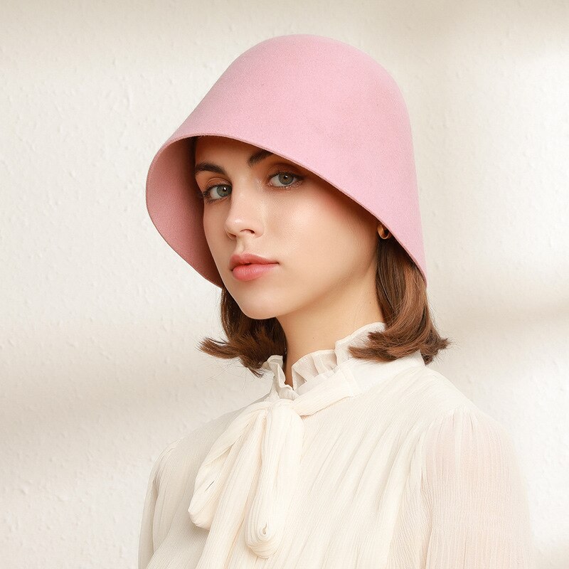 Chapeau en forme de cloche pour femme, casquette de pêcheur en laine, Style coréen, tendance rétro, Fedora, hiver, X4027