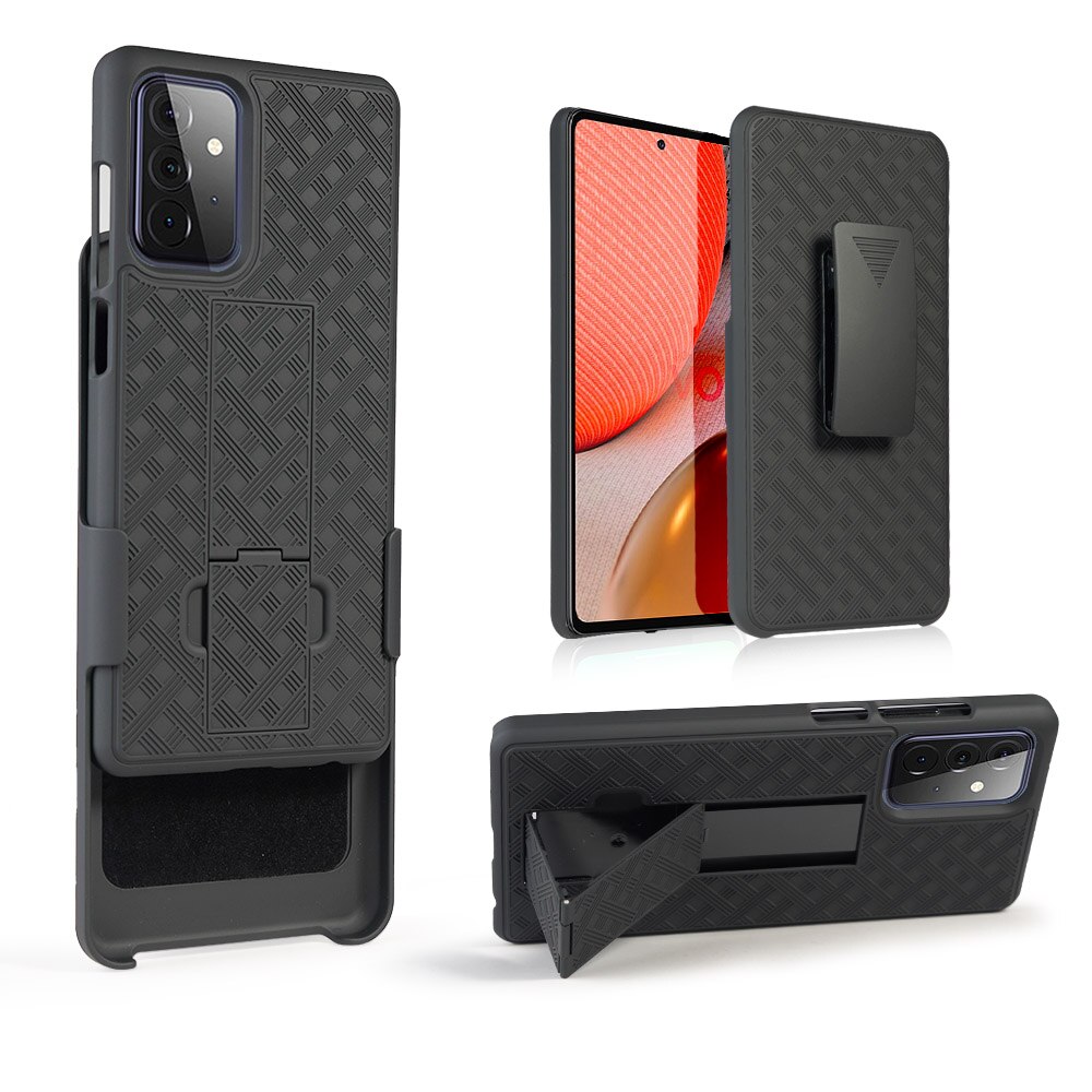 Funda tejida 2 en 1 para Samsung Galaxy A72 5G, carcasa dura híbrida con soporte y Clip para cinturón