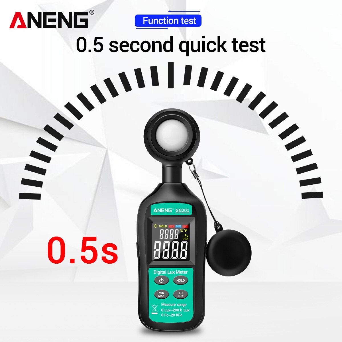 ANENG Digital Lux Meter 0-20,0000 Lux Illuminance Meter LCD Display Handheld Illuminometer Light Meter Photometer Luxmeter