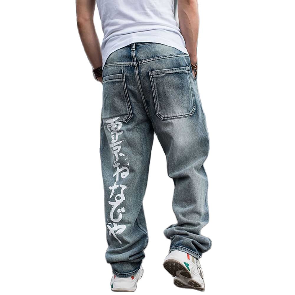 Jean sarouel pour hommes, pantalon en Denim décontracté, imprimé, ample, Baggy, Streetwear, hip hop