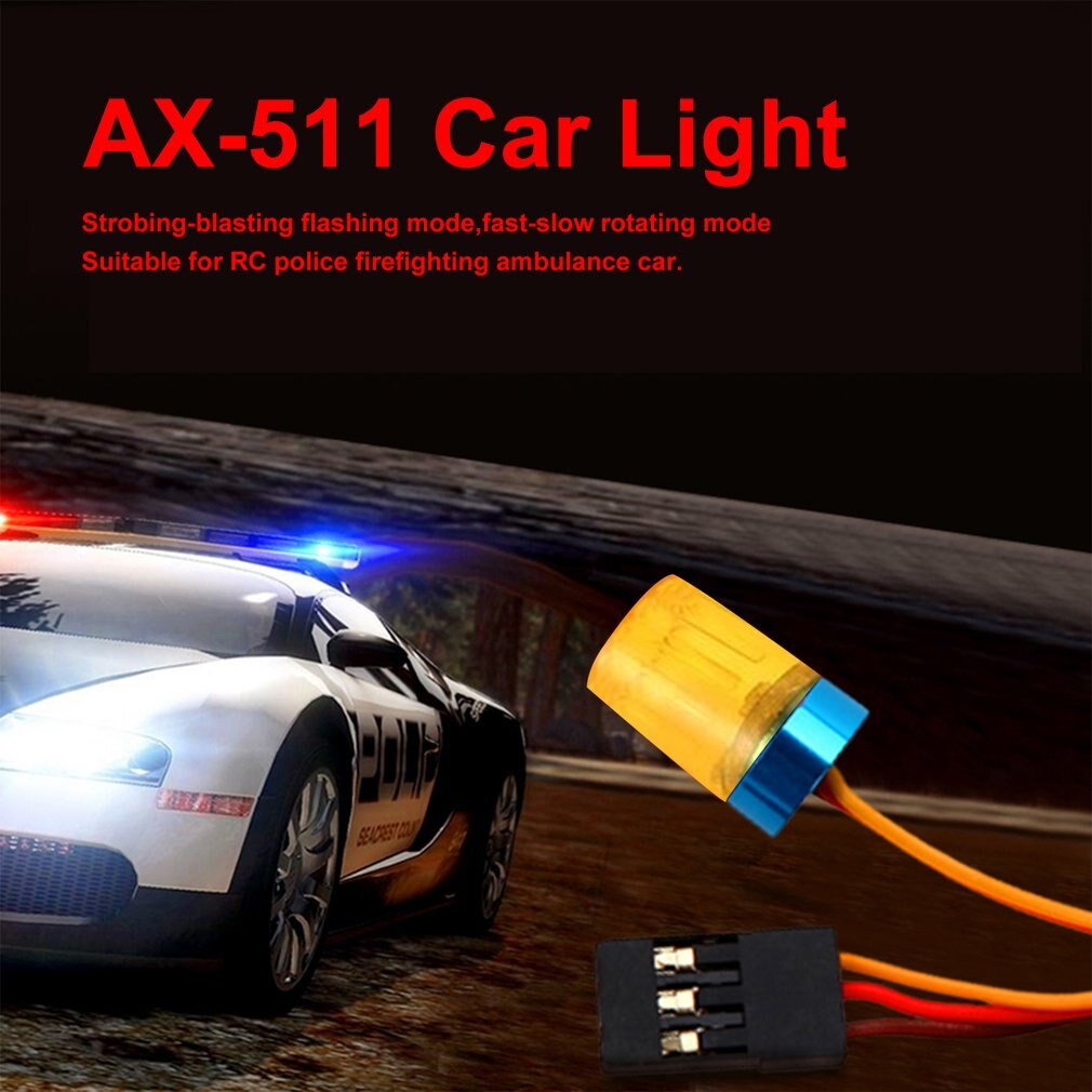 AX-511 Circular Ultra luz LED brillante estroboscópico parpadeante modo de rotación rápida y lenta RC policía bomberos ambulancia Coche
