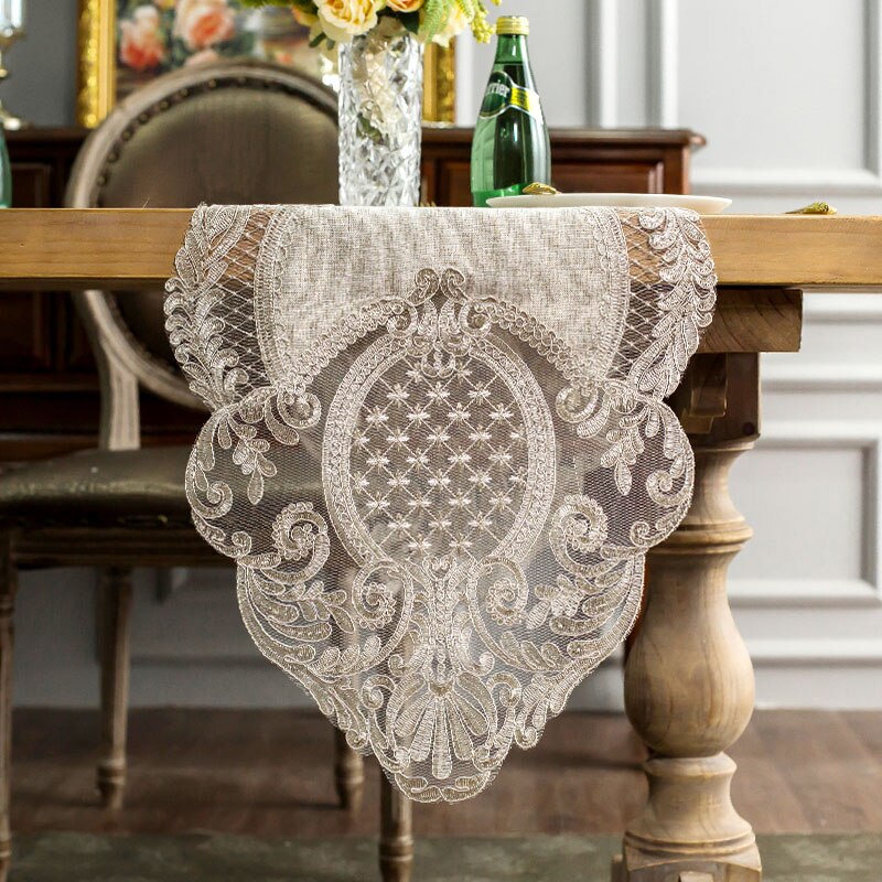 Wedding Decor Lace Runner White Jacquard - 16"x53" European Lace Dresser Scarf For Wedding Decor Peacock Tail Lace Table Runner Wedding Decor Lace Runner White Jacquard - 16"x53" European Lace Dresser Scarf For Wedding Decor Peacock Tail Lace Table Runner