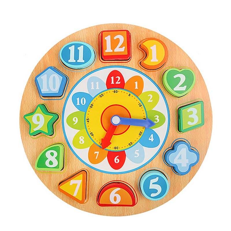 Children Mental Development Toy Wooden 12 Number Clock Toy Baby Colorful Digital Geometry Educational Sorting Nesting Toy: Style 1