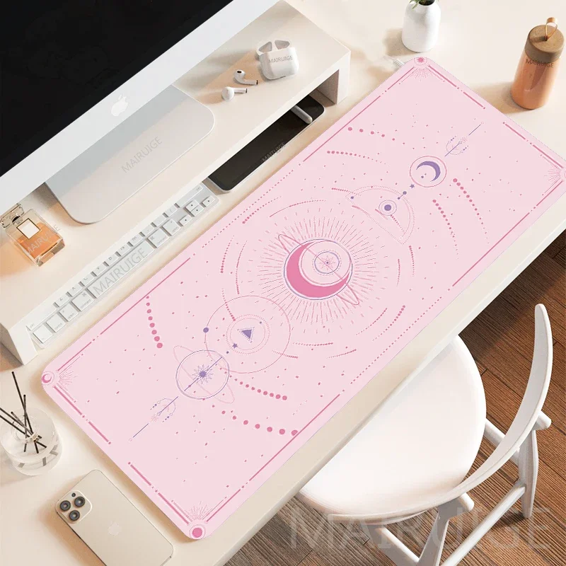 Kawaii Moon Star Podkładka pod mysz Girly Accessory Playmat Cute Carpets 400x900 Podkładka pod mysz Laptop Gamer Purple Pink Magic Duża klawiatura: XXL / Różowy