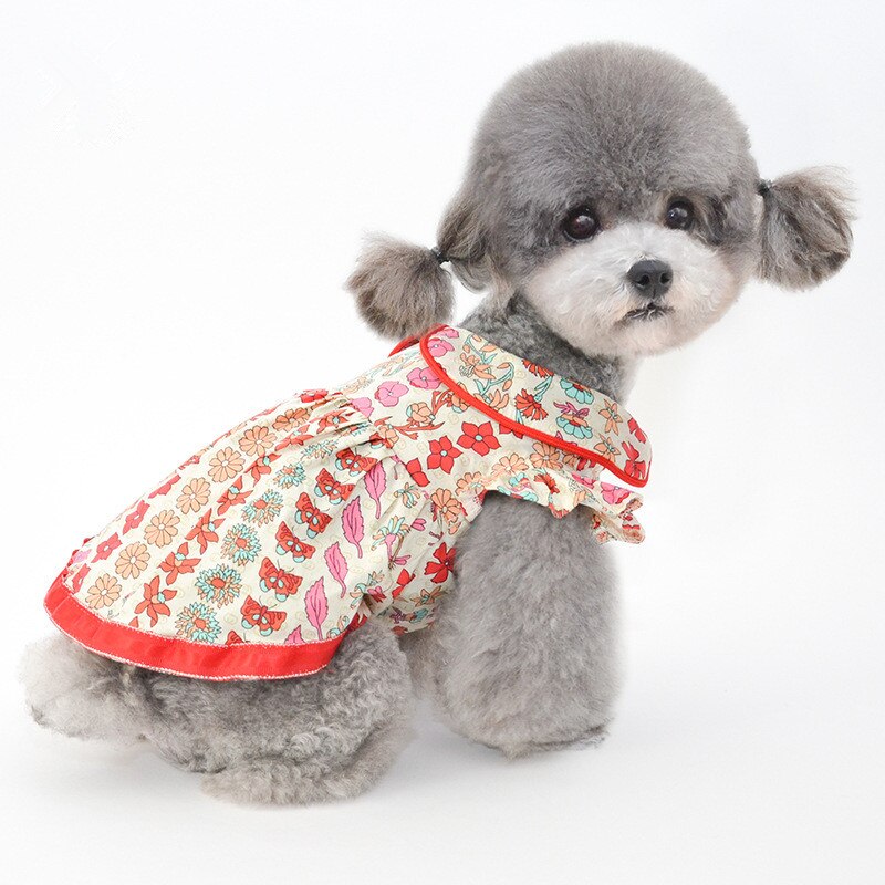 Vestido de flores bonitas para mascotas, ropa para perros y gatos, vestido de verano para Chihuahua, Yorkshire, ropa para cachorros, falda para caniche, disfraz de Pomerania