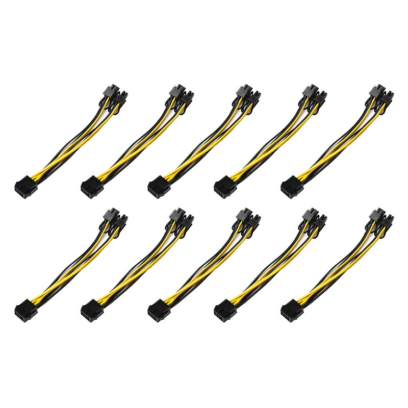 10Pcs 8 Pin Pcie Dual Pcie 8 (6 + 2) pin Power Kabel 20Cm Moederbord Grafische Kaart Pci-E Gpu Power Datakabel Splitter