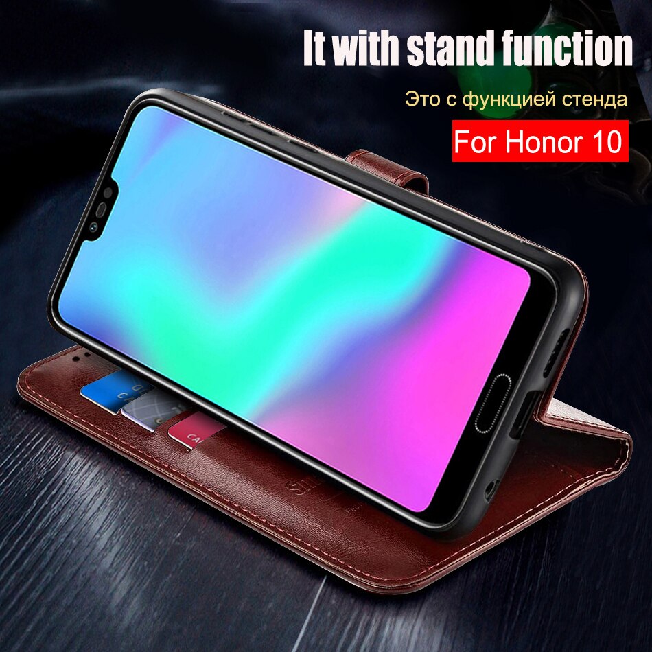 Flip telefoonhoesje voor huawei honor 10 hoesje, zachte tpu achterkant, telefoonhoesje voor honor 10 hoesjes met kaarthouder