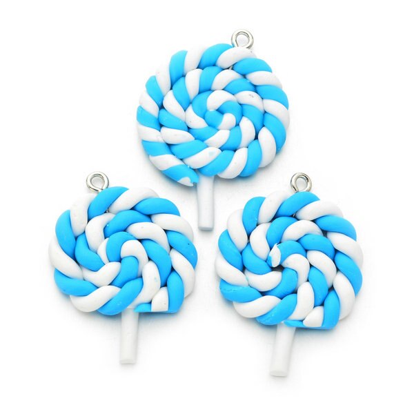 10pcs Bellezza Kawaii Spirale Arcobaleno Argilla Polimerica Cabochons Della Caramella Gommosa Caramella del Lollipop Flatback Per La Decorazione Del Telefono di DIY Bracciali: clay-09