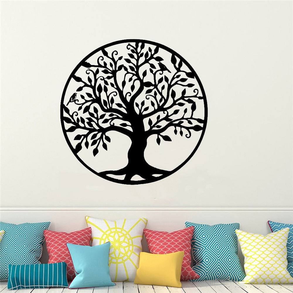 Decoración de pared de árbol de la vida, calcomanías de pared de silueta de árbol, decoración del hogar, sala de estar, dormitorio, vinilo extraíble