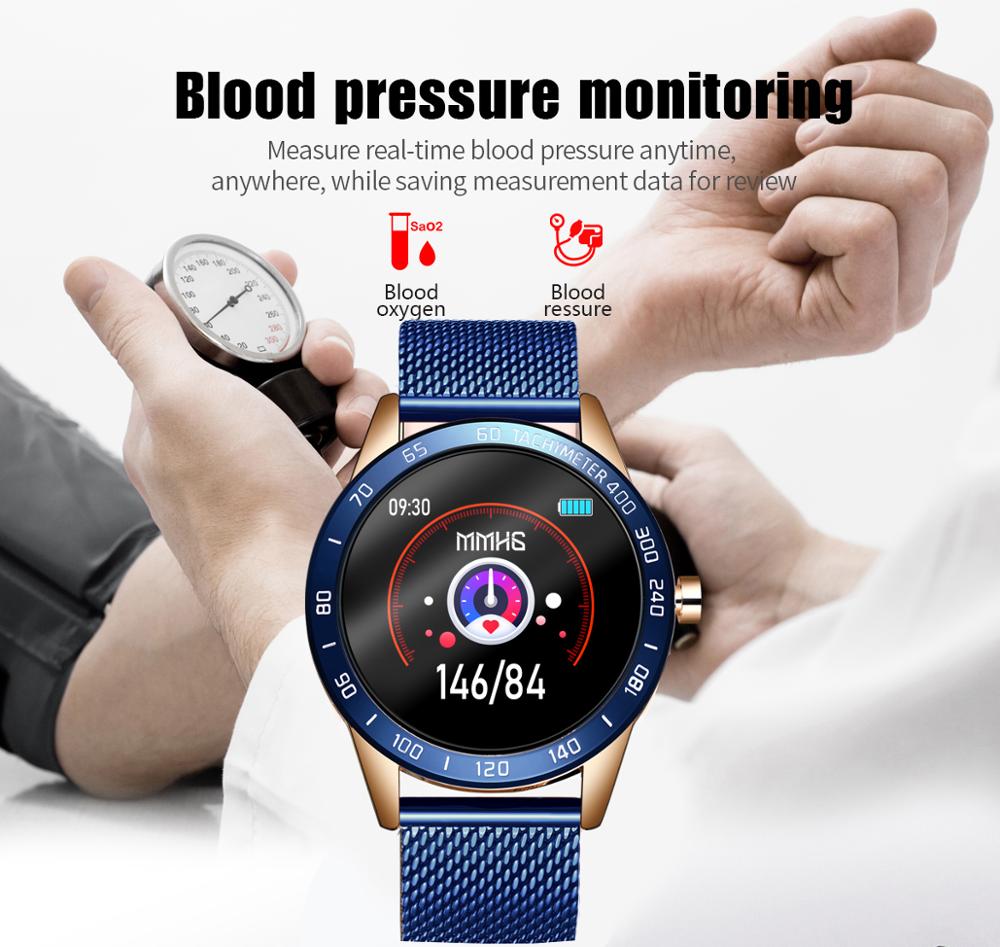 Luik Stalen Slimme Band Mannen Hartslag Bloeddruk Multifunctionele Sport Smartwatch Stappenteller IP67 Waterdichte Fitness Tracker