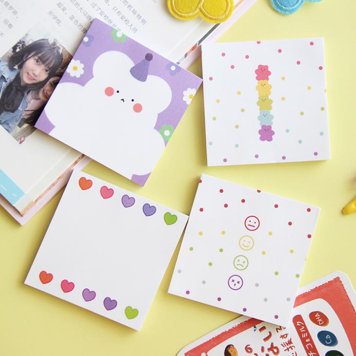 1 Pcs Kawaii Snoep Kleur Beren Bloem Hart Meisjes Papier Memo Pads Notepad Koreaanse Briefpapier Sticky Notes Bladwijzer