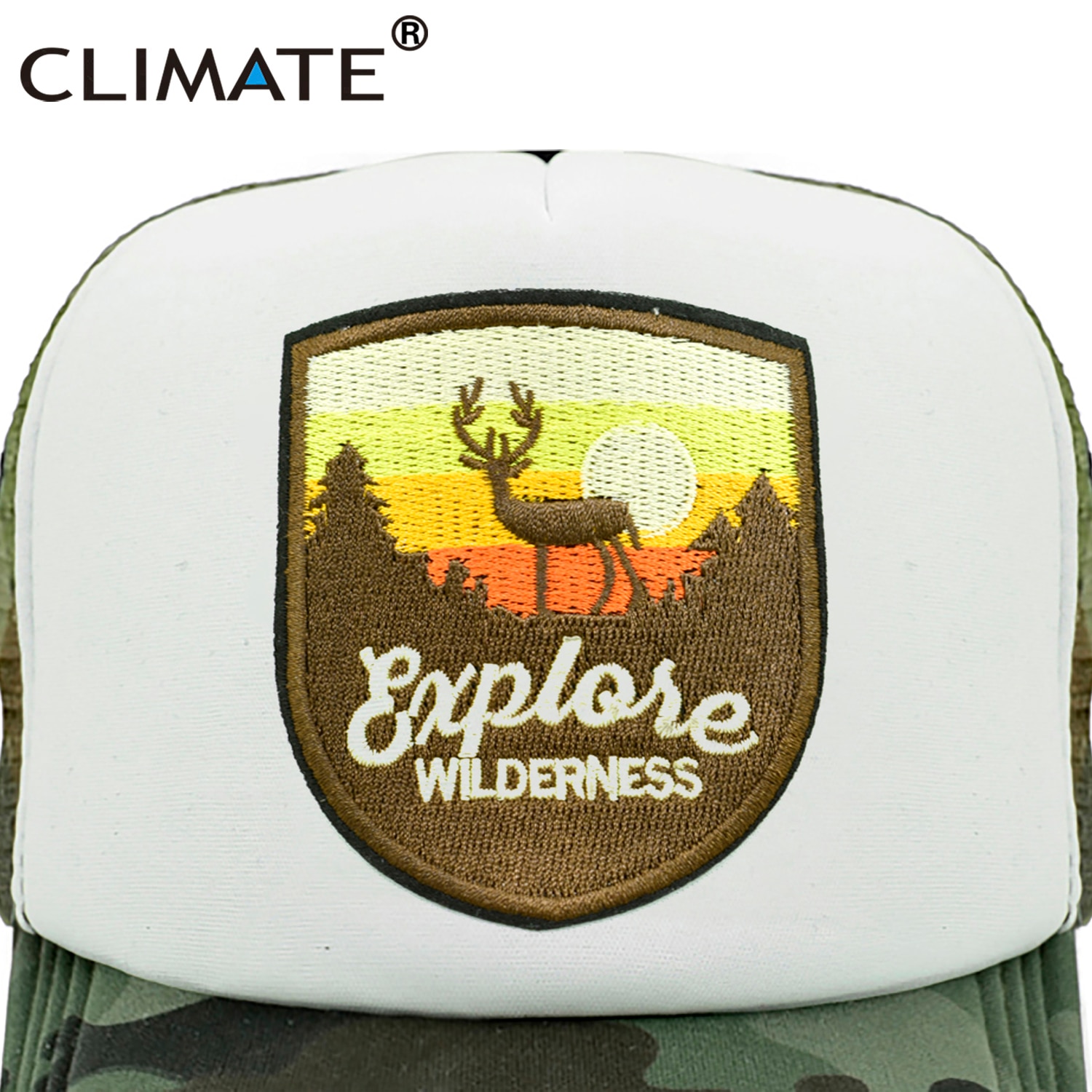 CLIMATE Explore Trucker Cap Wilderness wildlife Camouflage Cap for Outdoor Exploration Baseball Cap Summer Cool Mesh Caps