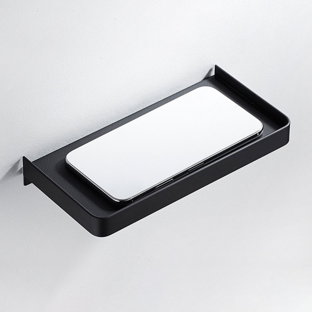 Aan de muur te bevestigen, roestvrij staal, zwarte borstel, badkamerplank met schroeven, toilet, grote opbergruimte, etagère: Zwart