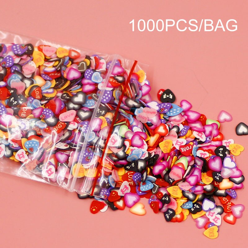 1000 stk/pose gør-det-selv krystal mudder tilbehør legetøj til børn piges gør-det-selv nail art skønhed tilbehør barn foregive frugt skiver legetøj