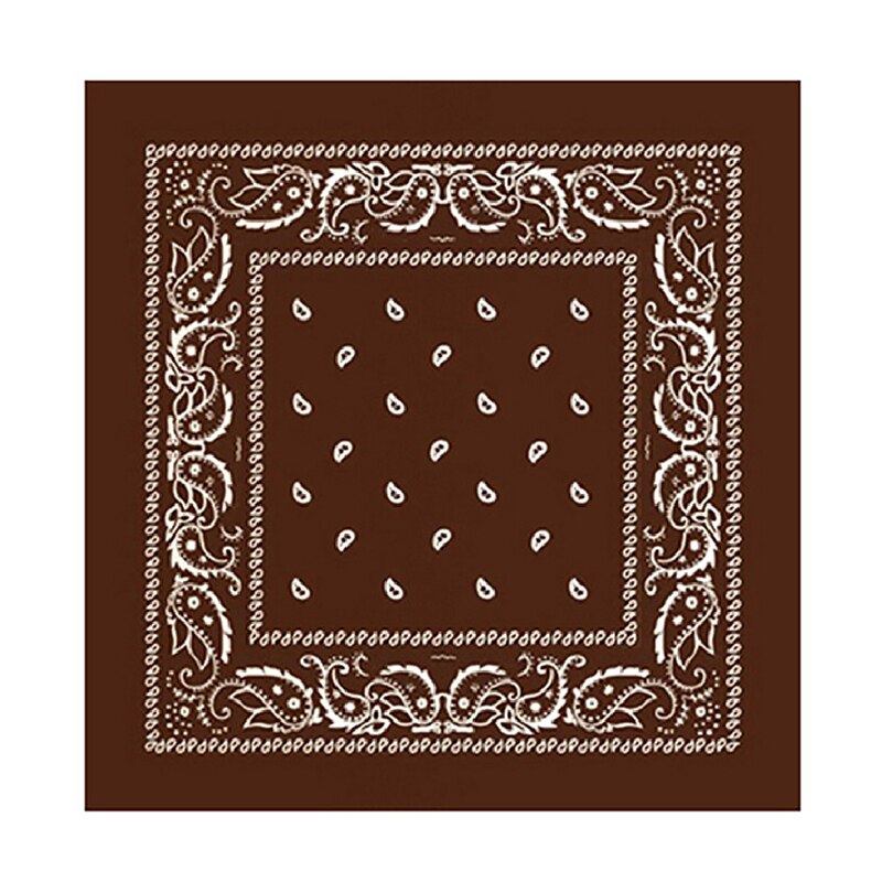 Hiphop katoenen bandana vierkante sjaal 55cm*55cm zwarte rode paisley hoofdband bedrukt voor dames/heren/jongens/meisjes kledingaccessoires: Koffie