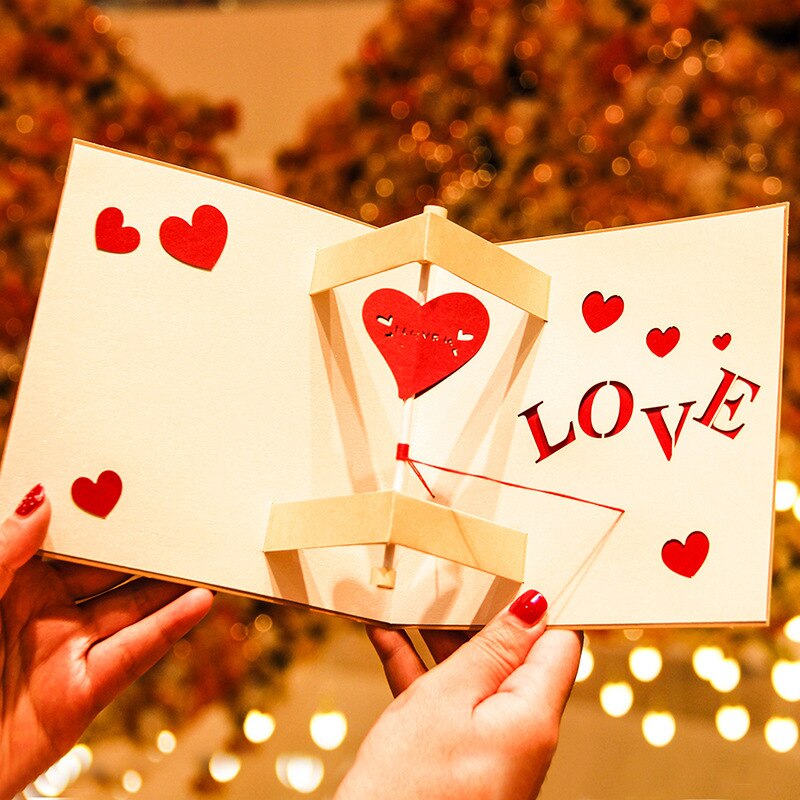 3D Love Romance Pop Up Card for Anniversary Valentines Day for Wife Husband Her with Envelopes
