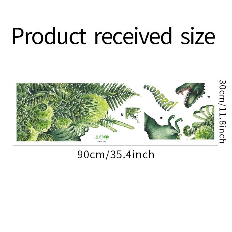 Tropical Green Plant Dinosaur Wall Stickers Children's Bedroom Wall Stickers Nursery Dinosaur Wall Decoration Art Wallpaper