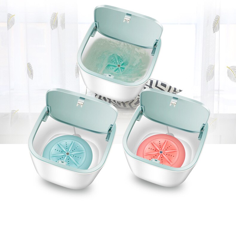 Mini Ultrasonic Washing Machine Automatic Washer Desktop Portable Rotating Ultrasonic Turbine Laundry Machine Household Bathroom