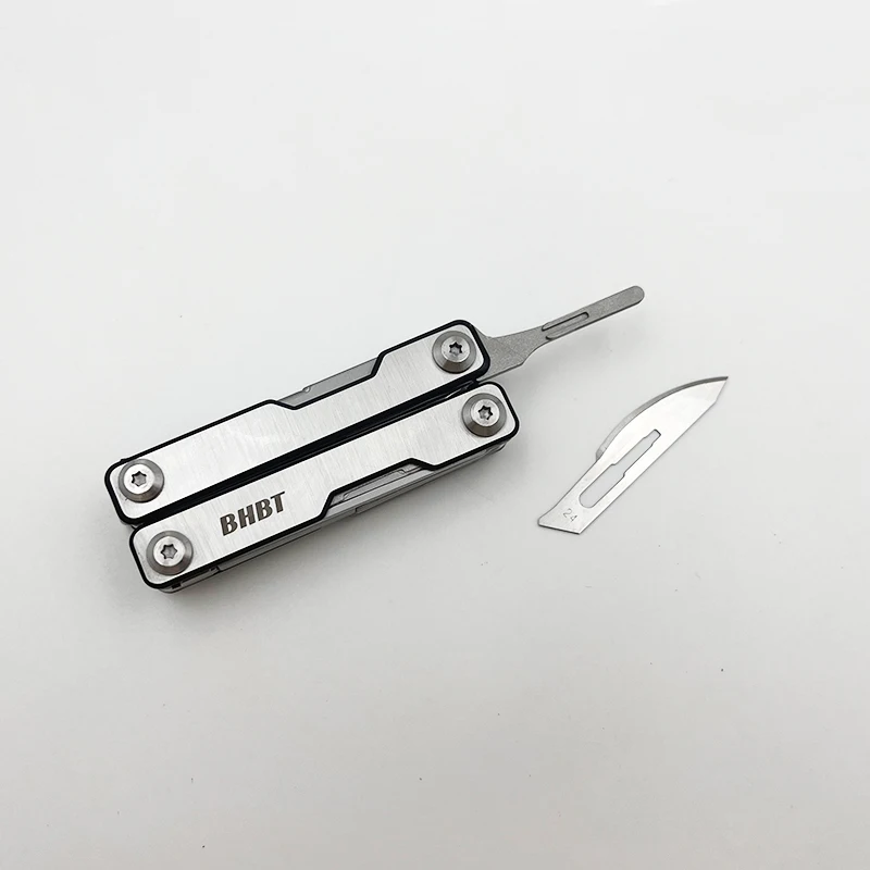 BHBT EDC Mini Multitool Pliers 8 in 1 Scissors with Replaceable Blades Multi Tool for Outdoor Survival Pocket Tools