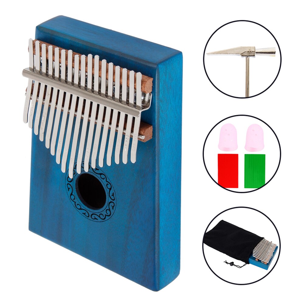 17 Keys Kalimba Thumb Piano Wood Mahogany and Transparent Body Musical Instrument with Learning Book Tune Hammer for Beginner