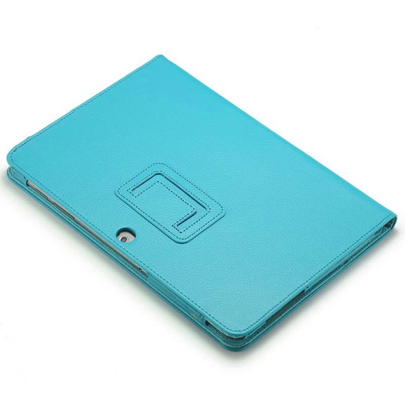 Voor Samsung Galaxy Tab 2 10.1 P5100 P5110 Tablet Case Litchi Patroon Lederen Pu Stand Folio Beschermende Huid Cover protector Film: Blauw